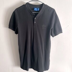 Adidas henley men’s short sleeve shirt. Great fit, really shows off the biceps.